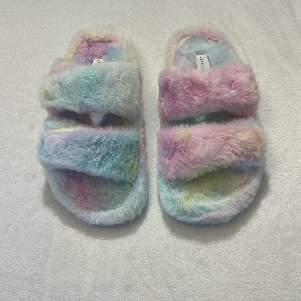 AEROPOSTALE HOUSE SLIPPERS COTTON CANDY COLORS, WOMENS SIZE 7.